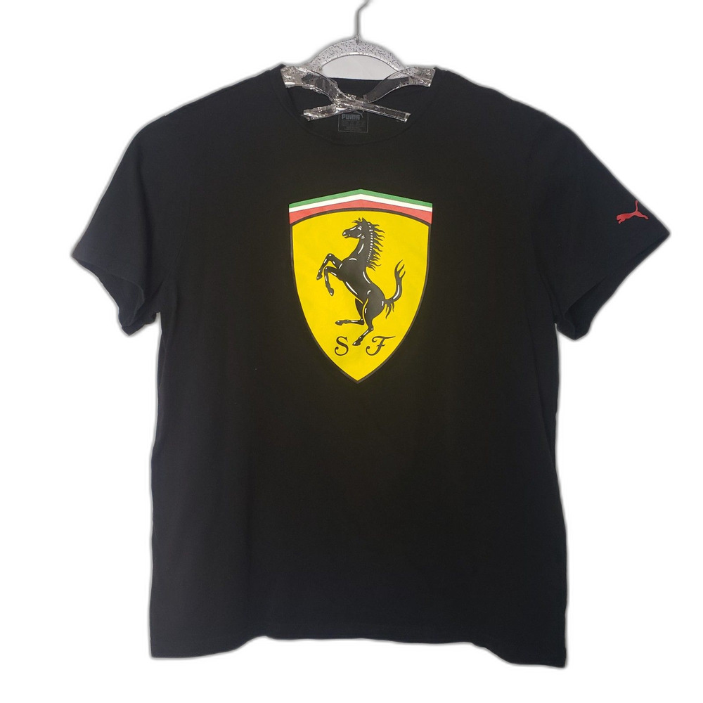 PUMA Scuderia Ferrari Big Shield Logo Black T Shirt Mens Size XXL